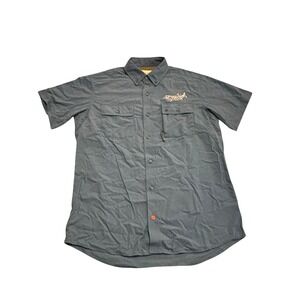 Duck Camp Mens Short Sleeve Fishing Shirt Blue Medium Mesh Lined Venting SW100